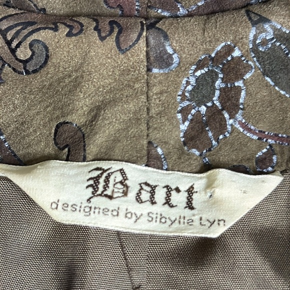 Vintage Bart Statement Green Leather Jacket with Floral Print - Picture 7 of 14